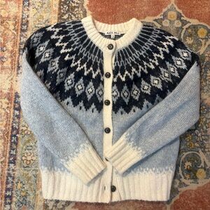 Alex Mill Blue Fair Isle Cardigan
